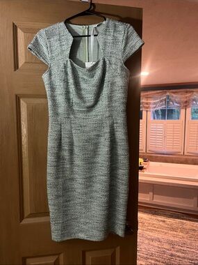 Grace Karin Gray Textured Cap-Sleeve Midi Dress